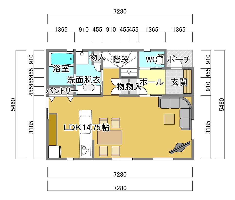 神明石塚1階平面図